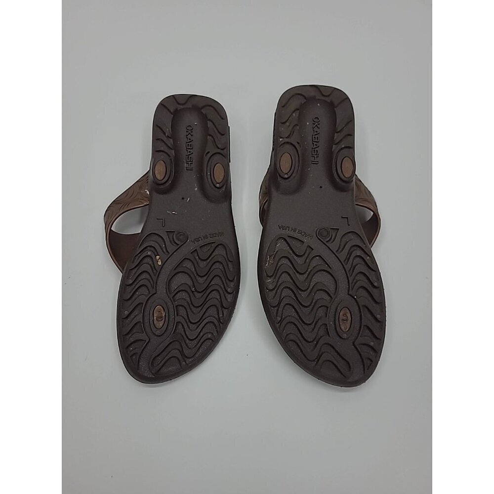Okabashi Thong Sandals Brown Women's Size Large Made in USA - Picture 4 of 7